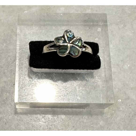 Abalone Shell Plumeria Flower Ring Minimalist Style Floral Ring 8.5 - Gift Box! - Picture 2 of 5